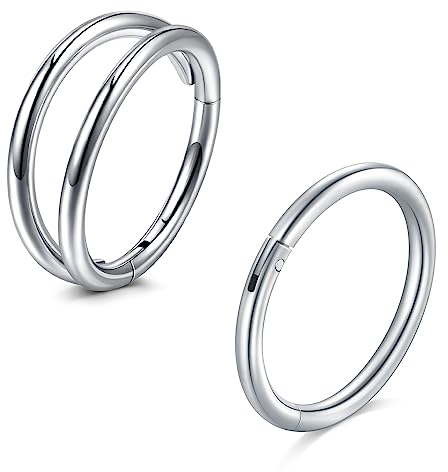 MODRSA 18G Nasenpiercing Ring 316L Chirurgenstahl Hinged Clicker Septum Piercing Mond Helix Conch Piercing Segmentring 6MM Piercing Tragus Knorpel 2 Stück Silber