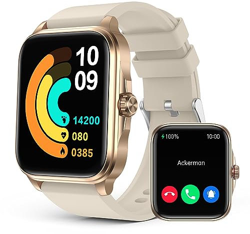 EGQINR Smart Watch for Men Women Answer/Make Calls, 1.91 HD 320 * 386 Full Touch Screen Smartwatch, Fitness Watch with Mett/Heart Rate Monitor, IP67 Waterproof Smartwatch Compatible with Android IOS