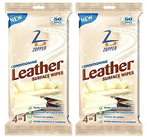 Leather Cleaning Wipes Extra Large Size Removes Grime Dirt & Stain Kill 99.9% Of Bacteria With Quick Drying Formula 2pk of 50