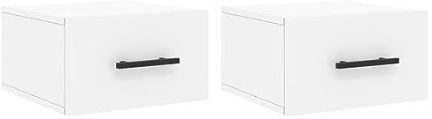 vidaXL Wand Nachttisch 2 STK., Nachtschrank mit reichlich Stauraum, Hängend Nachtkommode Nachtkonsole, Wandschublade Wandregal für Schlafzimmer, Weiß