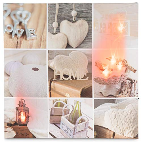 Nexos Trading LED Wandbild Kunstdruck mit Beleuchtung Romantic 30 x 30 cm
