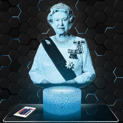 Moderne LED Ambiente Lampe Elizabeth Königin von England, Geschenkidee deko Großbritannien Vereinigtes Königreich. Lampe deko Büro Wohnzimmer, TOP