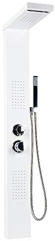 Colonne Douche Panneau de Douche en Acier Inoxydable, Système de Panneau de Douche Brossée, Colonne de Douche à Montage Mural Pulvérisateur Robinet d'eau,15 * 47 * 130cm (blanc)