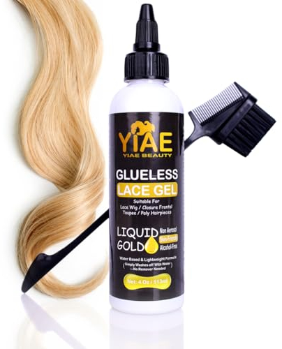 YIAE Glueless Lace Gel, Complement & Alternative to Wig Glue, Temporary Hold For Lace Wigs and Hair Systems and Styling Agent For Baby Hairs, Skin-Friendly & Alcohol Free & Water Based Formula-113ml