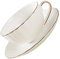 LABRIMP Bone Porcelain Coffee Mug and Saucer Set White Gold Cup Kit Great for Present Home Decor Office