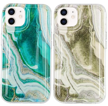 Foonary 2 Stück Hülle für Apple iPhone 11 6,1, Handyhülle mit Glitzer Marmor Aesthetic Muster Motiv Design Case, Silikon Bumper Schutzhülle für iPhone 11 Cover, Marmor 05