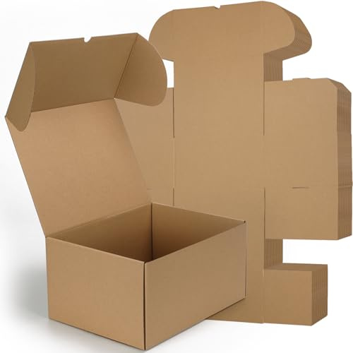 RLAVBL 12x9x6 Shipping Boxes Set of 15, Brown Corrugated Cardboard Mailer Box for Packing, Mailing, Business