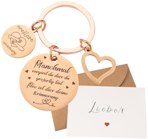 Mocraft Schlüsselanhänger Freundin,Geschenke Schlüsselanhänger mit Umschlag Geschenk Beste Freundin Lieblingsmensch Karte mit Umschlag für Geburtstag Abschiedsgeschenk