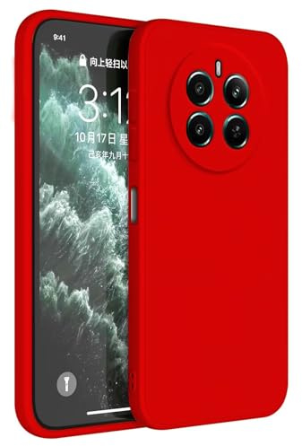 HAFFAN Funda de Silicona TPU Compatible con Realme 12 (4G) / Realme 12+ 5G / Realme 12Plus 5G (6.67 Inches), Carcasa Protectora para Teléfono Móvil - Rojo Chino