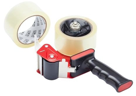 Fit For The Job Pistola e dispenser per nastro trasparente Fit for the Job - Dispenser per nastro adesivo resistente per esigenze di sigillatura e imballaggio efficaci - 2 rotoli