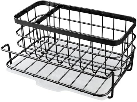 Vexillic Organizador de Fregadero Cocina, Soporte para Esponjas Inoxidable Soporte de Esponja con Bandeja Ayuda Práctica para Organizar la Cocina (Conjunto de Dos Piezas)