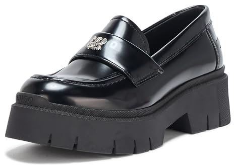 HUGO Damen Kris Chunky Loafer Slipper, Schwarze Jade, 39 EU