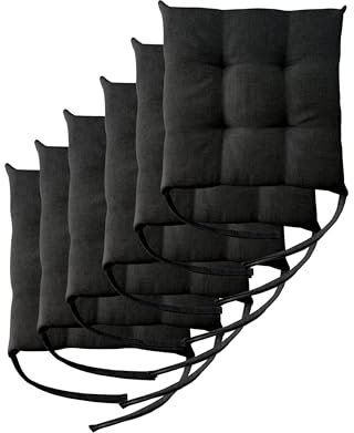 Il Tuo Artigiano Design 6 Stuhlkissen im Set, 40 x 40 cm 6 cm dick, Polsterung aus Schaumstoff und weichem Acryl, Sitzkissen Stuhl 6er Set, Stuhlkissen Outdoor 40x40 (6, Anthrazit)