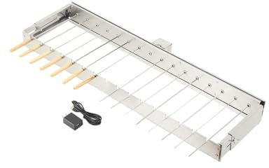 NICCOO Elektrischer Spiessdreher, Edelstahl Drehspiess Aufsatz mit 15 Spieße und USB-Motor, Schaschlikgrill Drehbarer Spießgrill Drehspieß, Länge 80cm