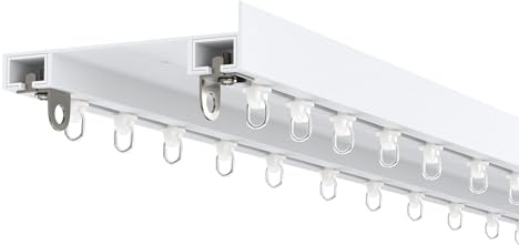 pergomondo Gardinenschienen-Set für Pergola Vorhangschiene, Schiene, aus Aluminium, mit integrierten Haken, 3 x 3 m, Weiß
