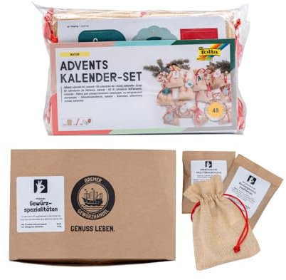 Bremer Gewürzhandel Gewürze Adventskalender-Set 2024 Natur mit Stoffbeuteln zum Selberbasteln, 376g