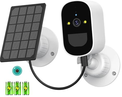 Telecamera di Sorveglianza, Telecamera IP Pannello solare Alimentato a batteria Sicurezza esterna wireless 1080P HD CCTV Video sorveglianza PIR Rilevamento umano ,Telecamere di sicurezza(Camera)