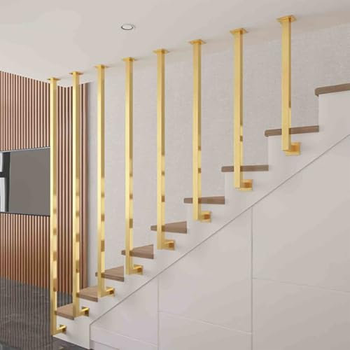 Modernes Treppengeländer, L-Typ, Metall-Eisenstufen, Balustradenpfosten | Leichter, luxuriöser goldener Geländer-Handlauf für Treppen im Innen- und Außenbereich, sicherer rutschfester Villa-Schutzzaun