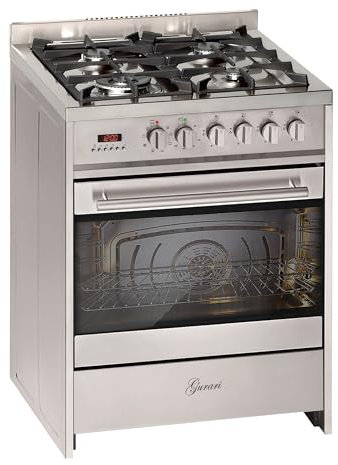 Gurari Gasherd mit Elektrobackofen GCH E 610 X • Standherd 60 cm aus Edelstahl • Herd mit Erdgas oder Propangas • Multi Backofen 60 L • 4 Kw • WOK • Gas Standherd • Range Cooker