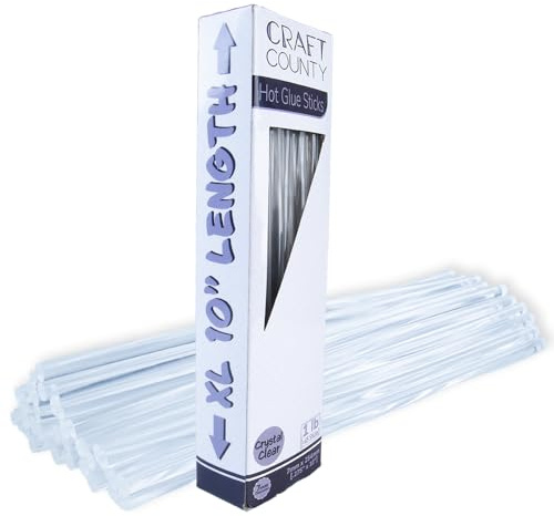Craft County Hot Glue Sticks – 10-inch Crystal Clear Glue Sticks – Great for Arts & Crafts, DIY Repairs, and More!
