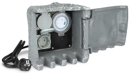 LongLife LED Gartensteckdose in Steinoptik IP44 - Ausführung: 2 Steckdosen mit Zeitschaltuhr/Timer