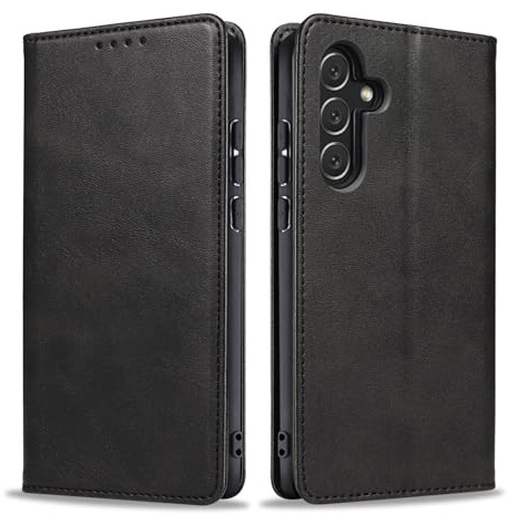 LBH Handyhülle Smartphone-Hülle für Samsung Galaxy A34 5G Klapphülle Magnetverschluss Kartenfächer Geldfach Standfunktion Case Etui Rundumschutz Schutzhülle Schwarz