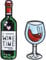 Gammaeon Lot de 2 épingles mignonnes pour bouteille de vin - Design acrylique de qualité supérieure pour femme - Accessoires de fête et idées cadeaux (lot de 2 avec verre à vin et bouteille), 1, Métal