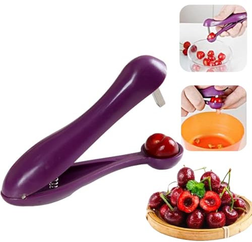 Cherry Pitter Tool Pit Remover,Cherry Seed Remover,Multifunctional Cherry Destoner,Portable Cherry Stoner Remover,Fruit Pit Remover,Portable Cherry Pitter Tool,Fruit Cherries Seed Corer(Purple)