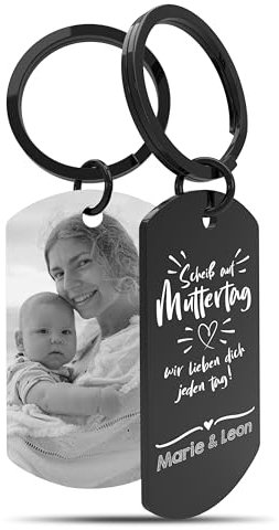 Meinearmbänder Personalisierter Schlüsselanhänger für Mama | Individueller Schlüsselring mit Foto & Gravur | Ideales Erinnerungsstück für besondere Momente der Mutter