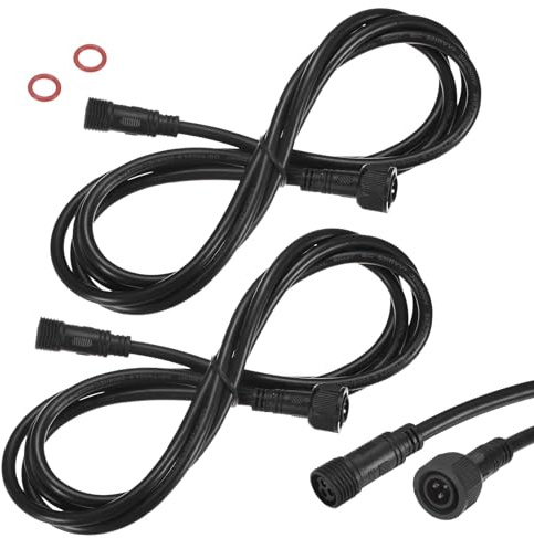 M METERXITY 2erPcs Wasserdichtes Verlängerungskabel 3-Polig 6.56 Ft/2m Verlängerungskabel Mit 18AWG IP67 Männlichen Und Weiblichen Steckern Für Outdoor-Scheinwerfer [Schwarz]