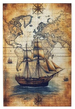 Liorosa Old World Explorer Map Jigsaw Puzzles For Adults 1000 Pieces,Vintage Themed Brain Teaser For Adults, Unique Wall Decor,Pieces Fit Together Perfectly.Gifts For Friends And Family