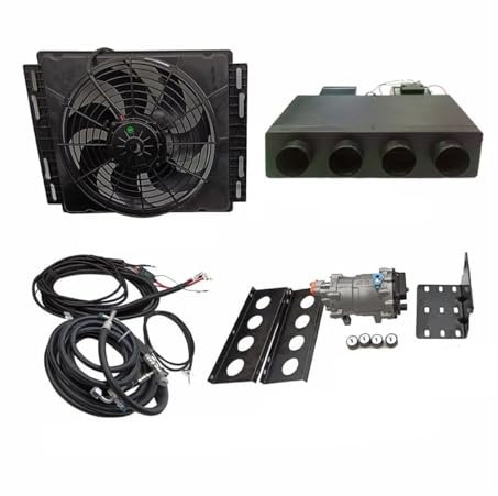 ATATKRT Kit de compresor de Aire Acondicionado eléctrico Universal for automóvil de 12 V, evaporador, Condensador y Ventilador de 24 V for Aire Acondicionado frío y Caliente.(24V Cool)