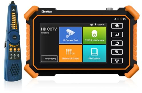 Henkion CCTV-Tester IPC-1910C Plus, 4-Zoll-Touchbildschirm Monitor, 8K 32MP IP und 4K 8MP TVI CVI AHD CVBS Kameratest, IPC Tester Unterstützung ONVIF RTSP POE PTZ WiFi RS485 mit Kabel-Tracker
