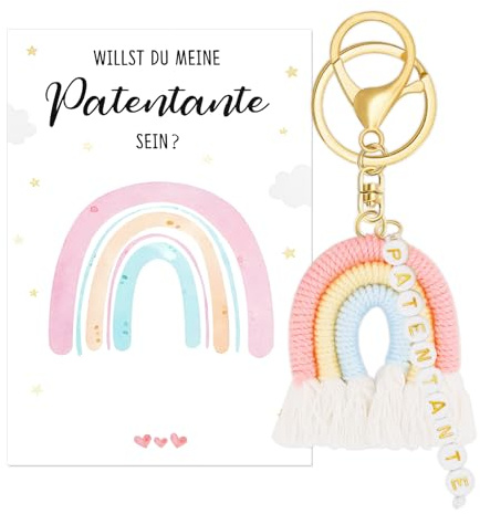 Leikedun Patentante Schlüsselanhänger Patentante Fragen Karte - Willst Du Meine Patentante Sein? Taufpaten Geschenk für Frauen, Schwangerschaft Verkünden Babyparty Geschenk
