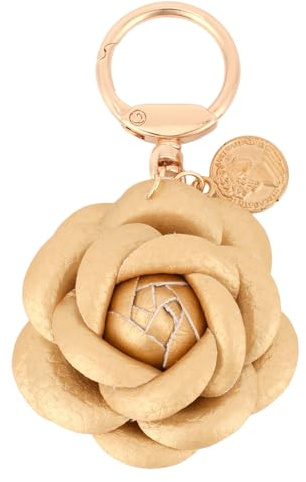 Goktvai Schlüsselanhänger mit Rosenblüte aus Leder, Taschenanhänger Eleganter Schlüsselanhänger in Rosenform PU Leder Blumen Geldbörsenanhänger Zubehör für Schlüssel und Taschen Dekoration