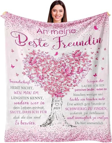 Umllpet Beste Freundin Geschenke Kuscheldecke, Flauschig Decke Geschenke Für Freundin, Freundin Valentinstag Geburtstagsgeschenk für Beste Freundin Weiche Fleecedecke 150x130CM