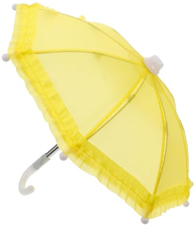 minkissy Mini Bubble Umbrella for 18 Inch Doll Yellow Doll Parasol Toy Decoration Photo Prop for Boys and Girls Summer Accessory