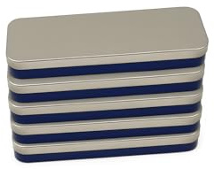 5er Set Stiftebox Metall Silber-Blau – Federmäppchen/Stiftedose für Schule & Büro – Robuste Blechdose zur Aufbewahrung von Stiften