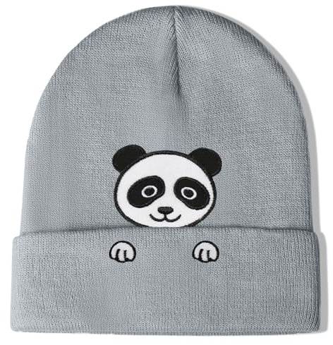 Aretas Panda Mütze Beanie Hut Haube Geschenk für Frauen Damen Mädchen Süße Lustige Karikatur Tier Pand Deko Geschenk Gestrickter Hut mit Stickerei Panda Thema Geburtstagsfeier