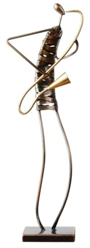 HAUCOZE Musicista Figurina Sassofono Scultura Statua Modern Deco 47cm | Vintage Metallica Musica Ornamento Artigianale Arte Soprammobili Compleanno Feste Regalo per Famiglia Amici Amanti