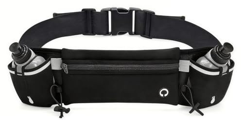 xolear Ceinture Running Homme avec Bouilloire 2X175ml, Ceintures de Voyage Sportif, Réglable 70-150cm, Porte Gourde Running Bandes Réfléchissantes, Unisexe pour Course à Pied, Randonnée Cyclisme