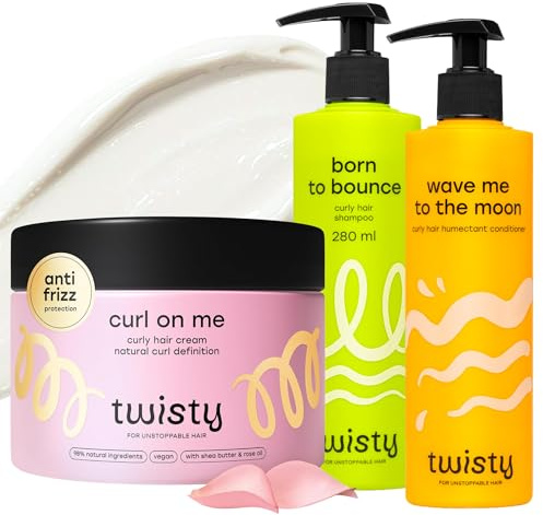 TWISTY Crema modellante per capelli ricci + Shampoo per capelli ricci + Balsamo per risciacquo ricci