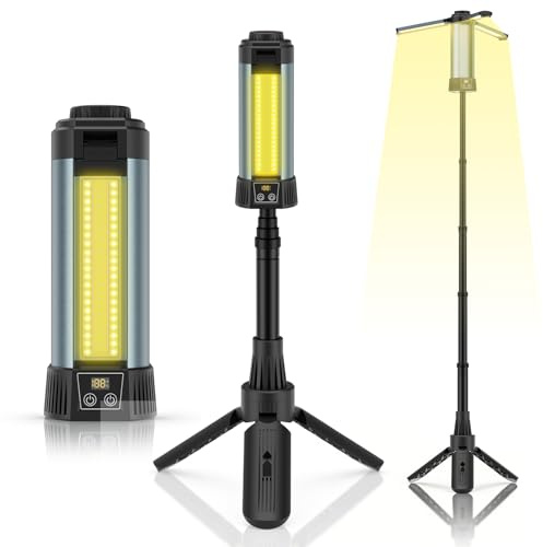Telescopic Camping Light, 6000mAh USB Rechargeable LED Light, 2000LM 10 Lighting Modes, IPX4 Waterproof Dual Light Portable Work Light, Outdoor Tent Lamp for Camping Repair Fishing Emergency