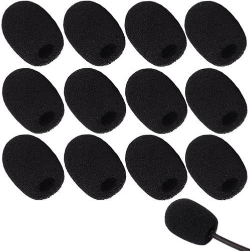Coeweule 12 Pack Microphone Covers Foam, Noise Reduction Mic Cover, for Lapel and Headset Microphones Windscreen