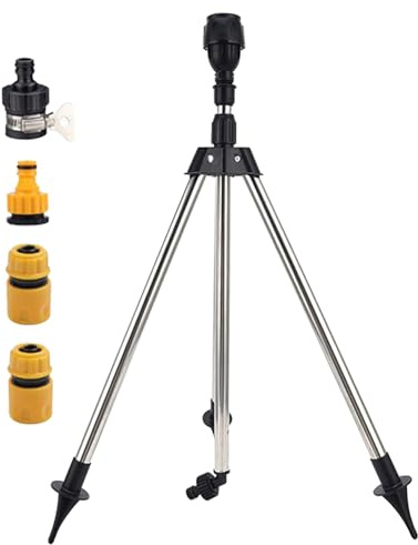 Arroseur trépied, arroseur télescopique Rotatif à 360 ° 25-37 Double Face, Base en métal pour pelouse de Surface, Cour
