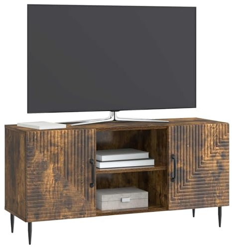 vidaXL TV-Schränk Geräucherte Eiche 102 x 34,5 x 50 cm Holzwerkstoff, Vintage Rechteckiges Medienregal, Praktischer TV-Schrank, Viel Platz, Möbel zum Organisieren