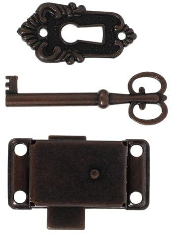 OFFIGAM Serrature Vintage Sostituzione per Vecchie Serrature per Mobili in Ferro e Lega di Zinco, Set da 2 Pezzi per Riparare Scatole Antiche e Decorare Mobili