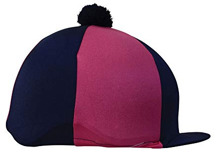 Hy Two Tone Lycra Silks with Bobble - Navy/Pink - Horse Riding Hat Covers