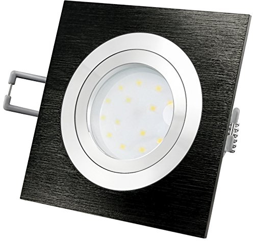 SSC-LUXon QF-2 LED Einbaustrahler eckig schwarz dimmbar 4W warmweiß | Dimmbare Deckenleuchte eckig schwarz ohne Dimmer - Helligkeit in 4 Stufen am Schalter, warmweiß, 92x92mm, nur 30mm