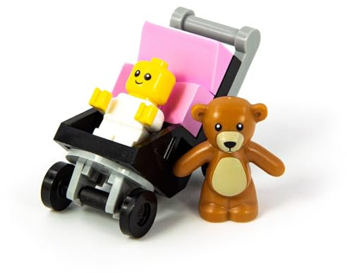 Lego Family Minifigure Baby Infant in Stroller with Teddy Bear
